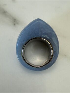 Rage blue faux cabochon stone ring, size 6-7